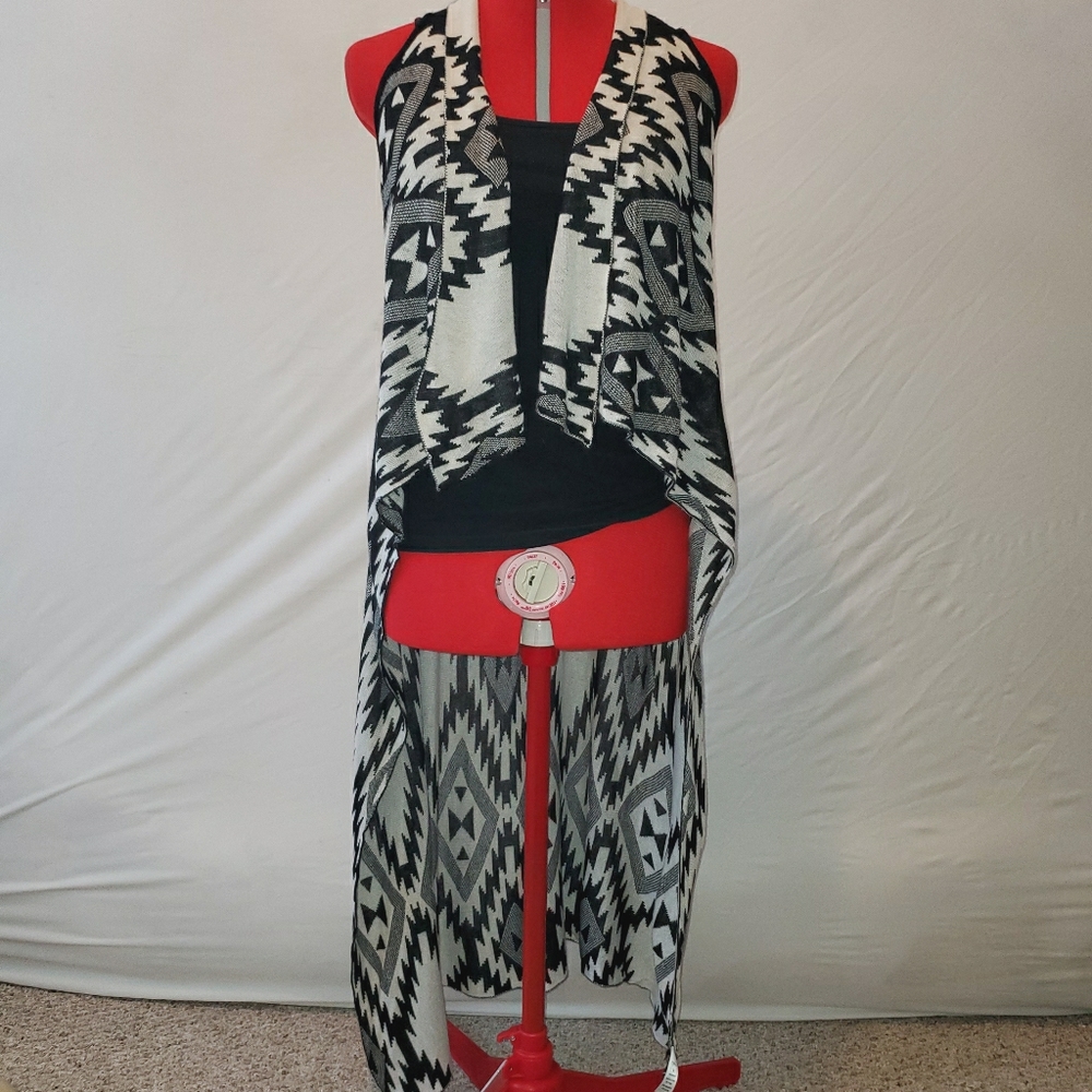 Black and White Long Cardigan